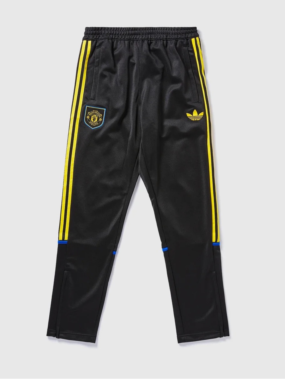 Adidas x Manchester United Black Track Pants with Yellow Stripes